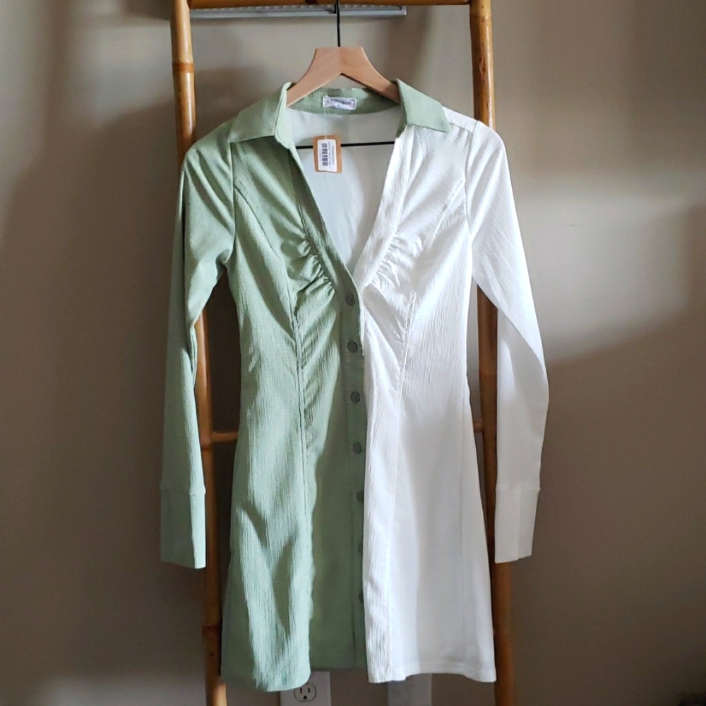 Two color button up dress